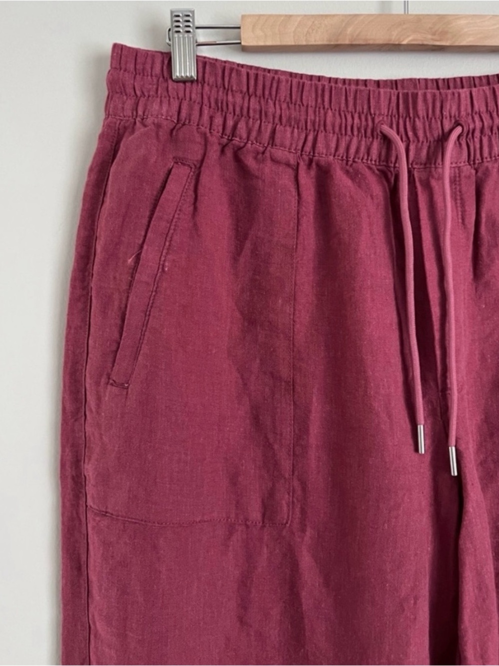 Athleta Retreat Linen Wide Leg Pant Raspberry Pink Dopamine Feminine NWOT - Picture 4 of 11
